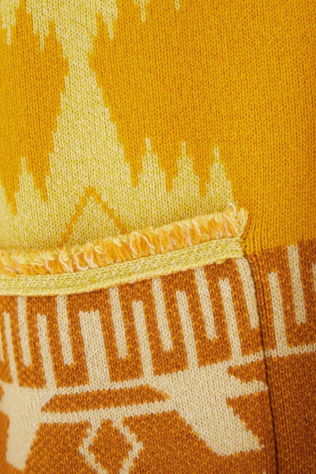 Icon Pattern Jacquard Fringed Detailed Cardigan