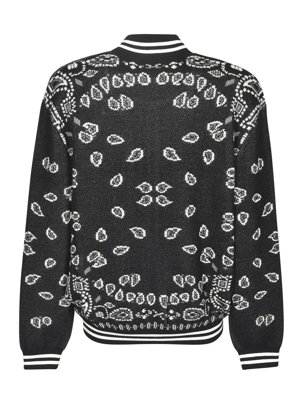 Paisley Intarsia Knited Zip-Up Bomber Jacket