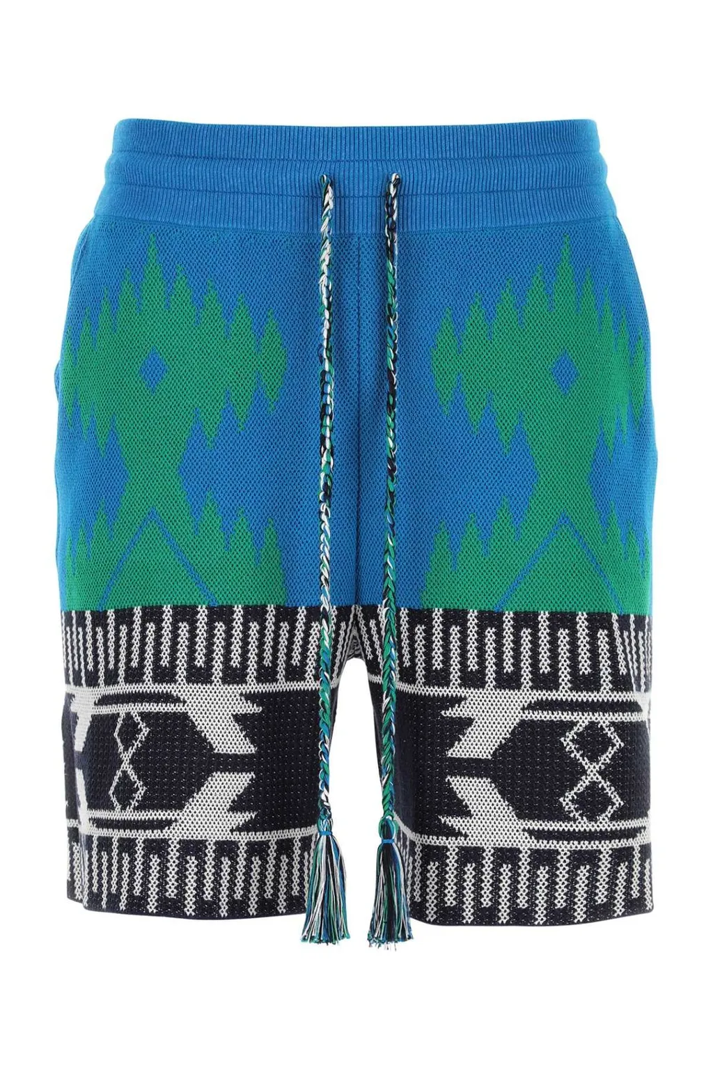 Intarsia Motif Drawstring Shorts