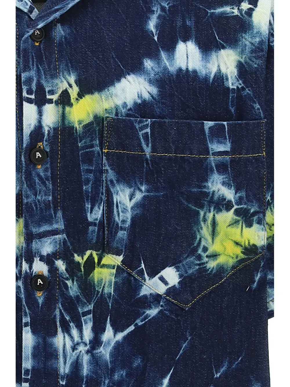 Tie-Dyed Buttoned Short-Sleeved Shirt