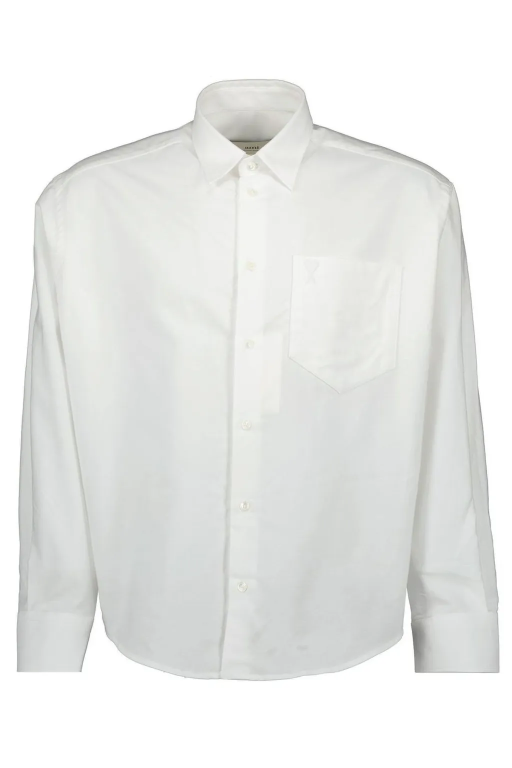 Ami Paris Logo Embroidered Curved Hem Shirt