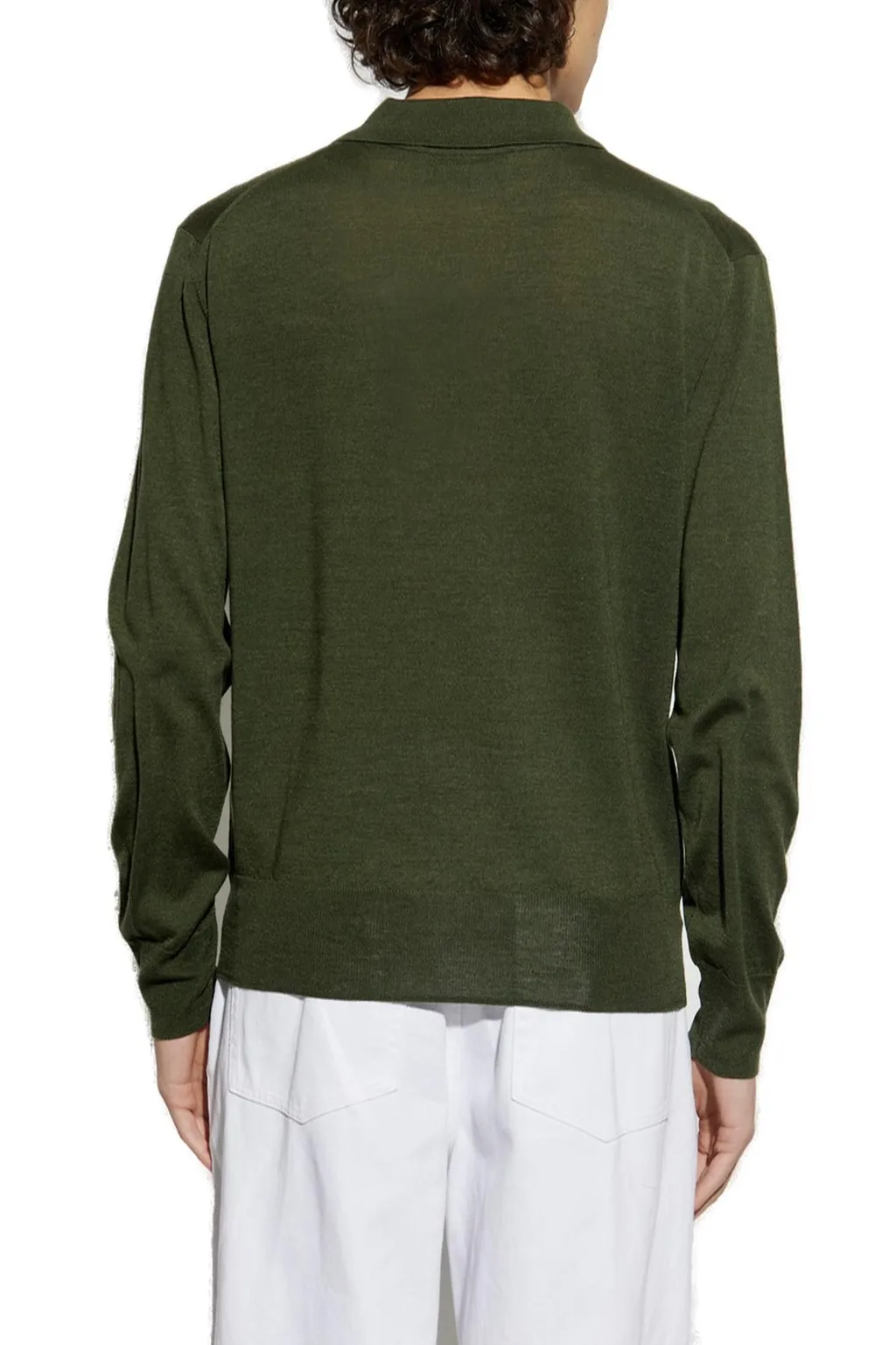Long Sleeved Knitted Polo Shirt
