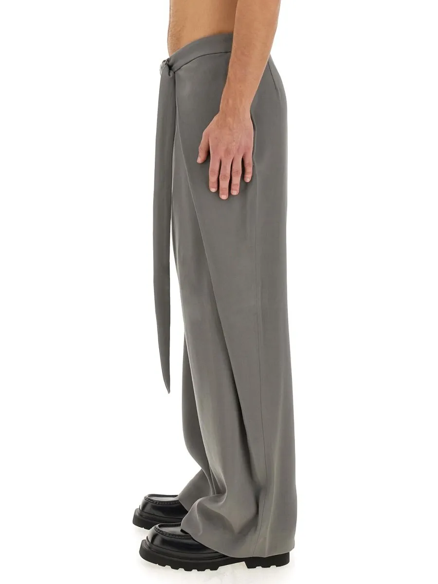 Wide-Leg Belted Trousers