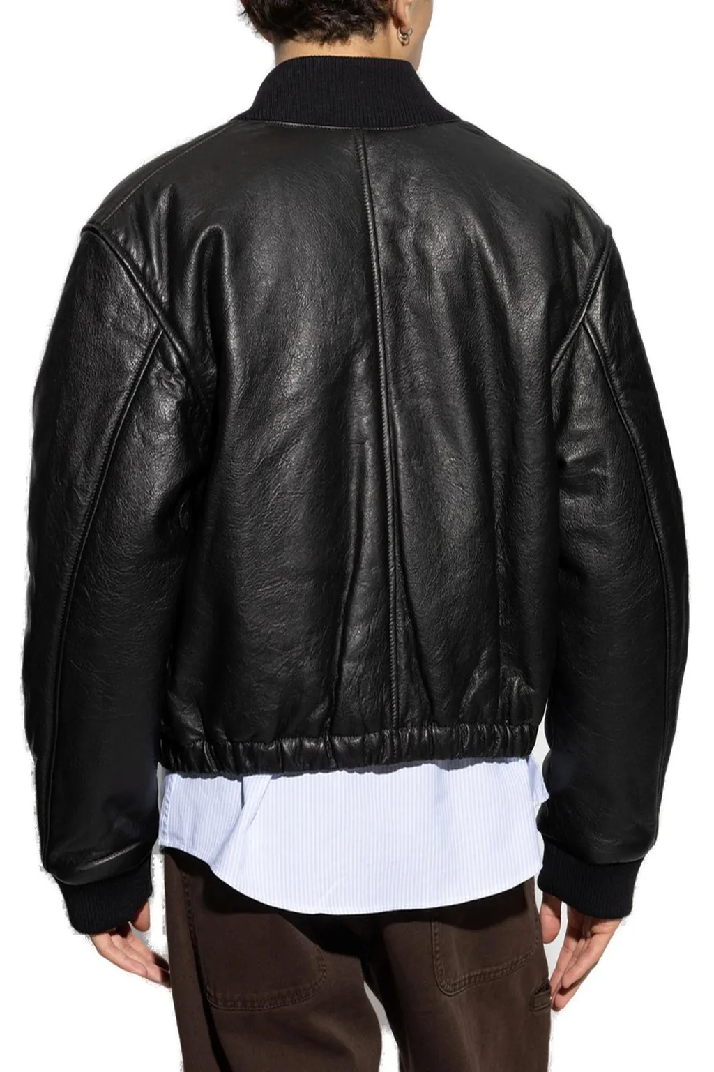 Logo-Plaque Zipped Leather Jacket