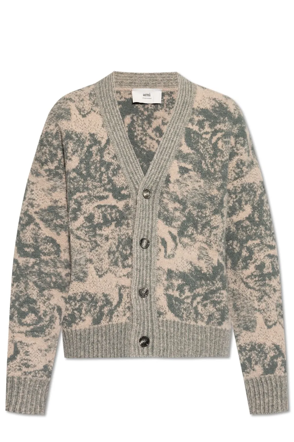 Jacquard V-Neck Buttoned Cardigan
