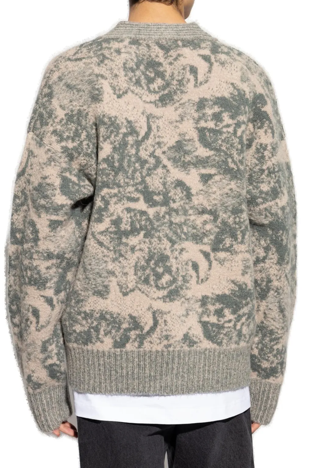 Jacquard V-Neck Buttoned Cardigan