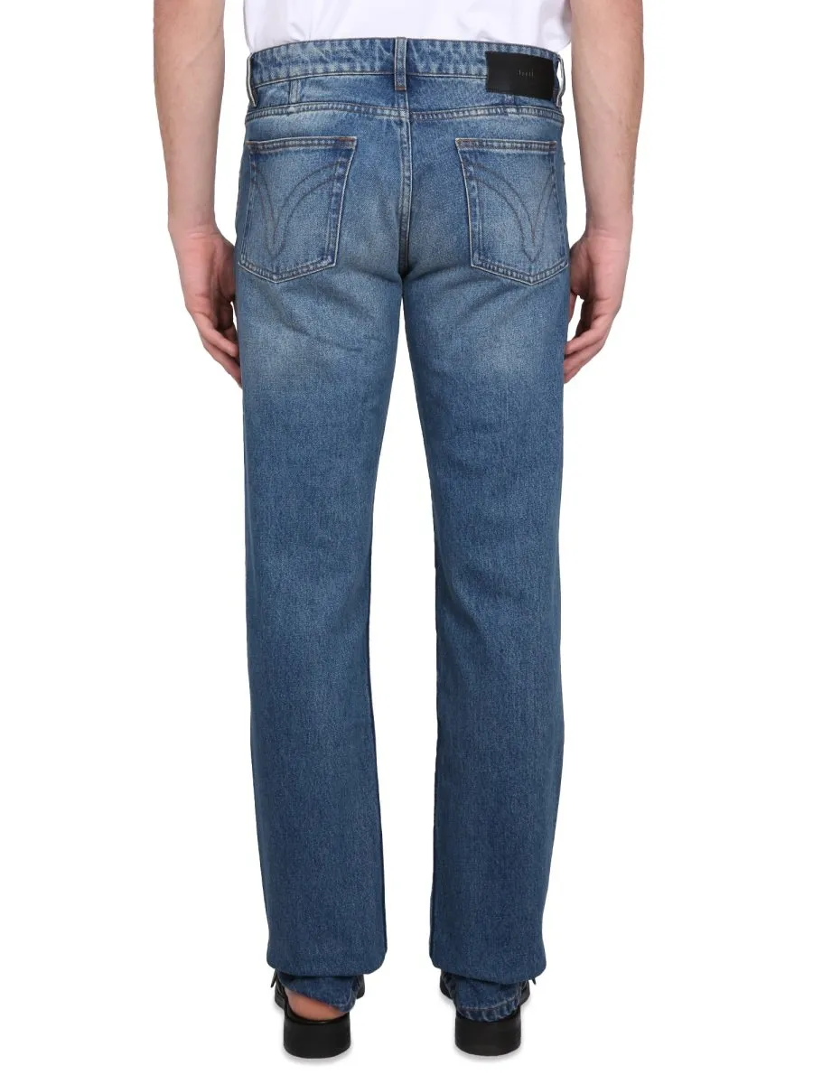 Logo Patch Straight Leg Jeans