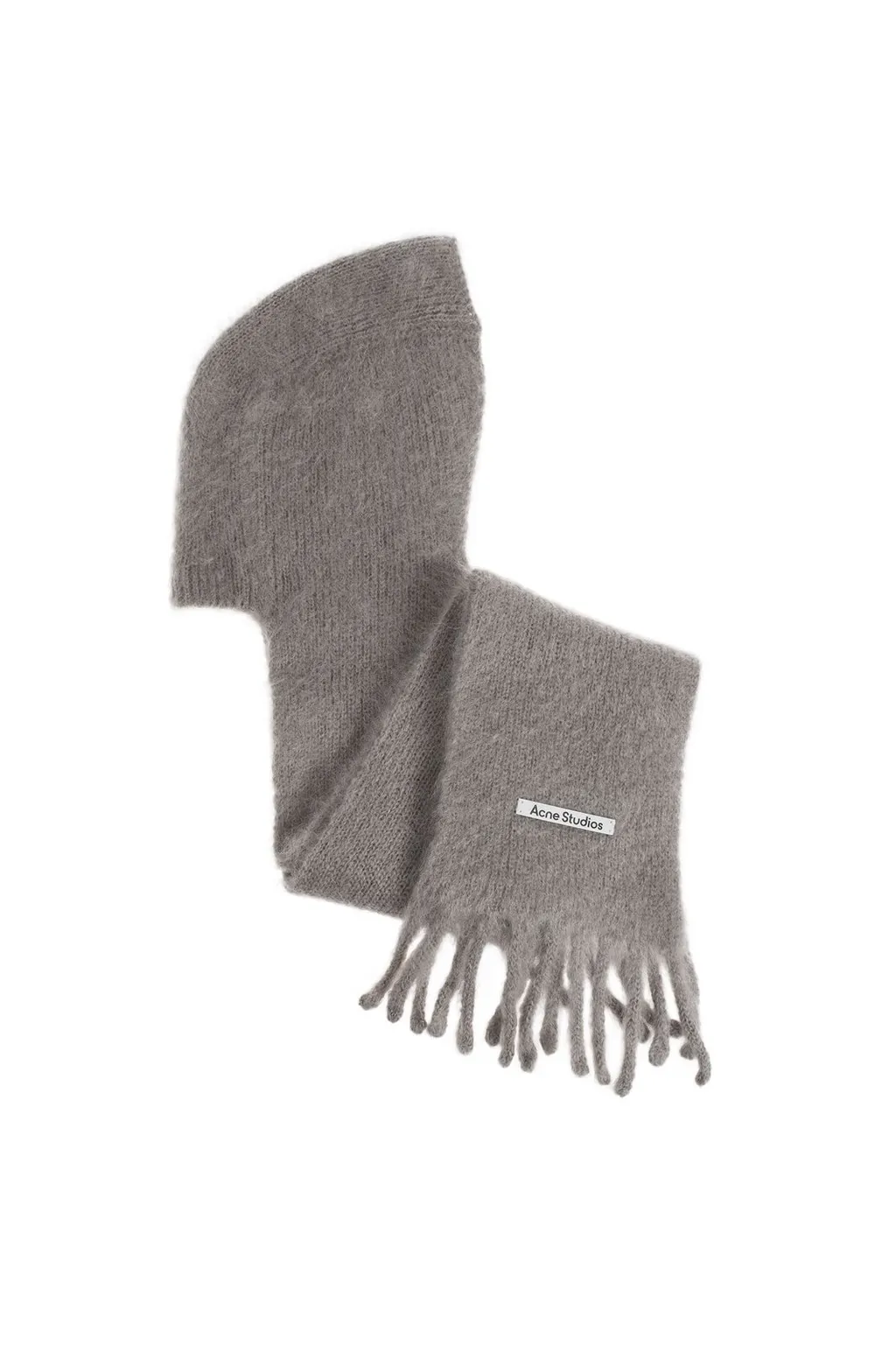Logo Patch Hooded Fringed Scarf