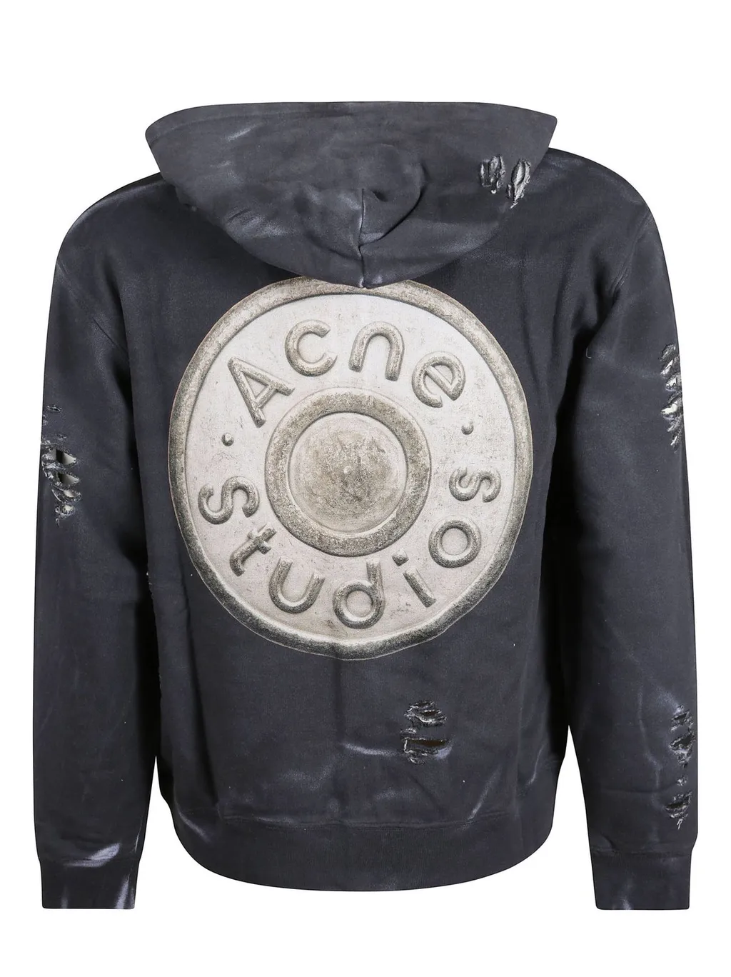 Logo Detailed Distressed Hoodie