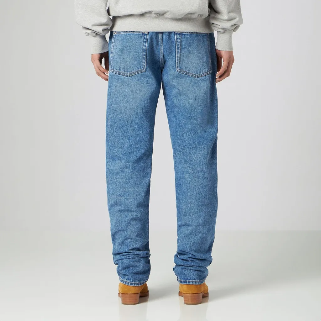 Distressed Straight-Leg Jeans