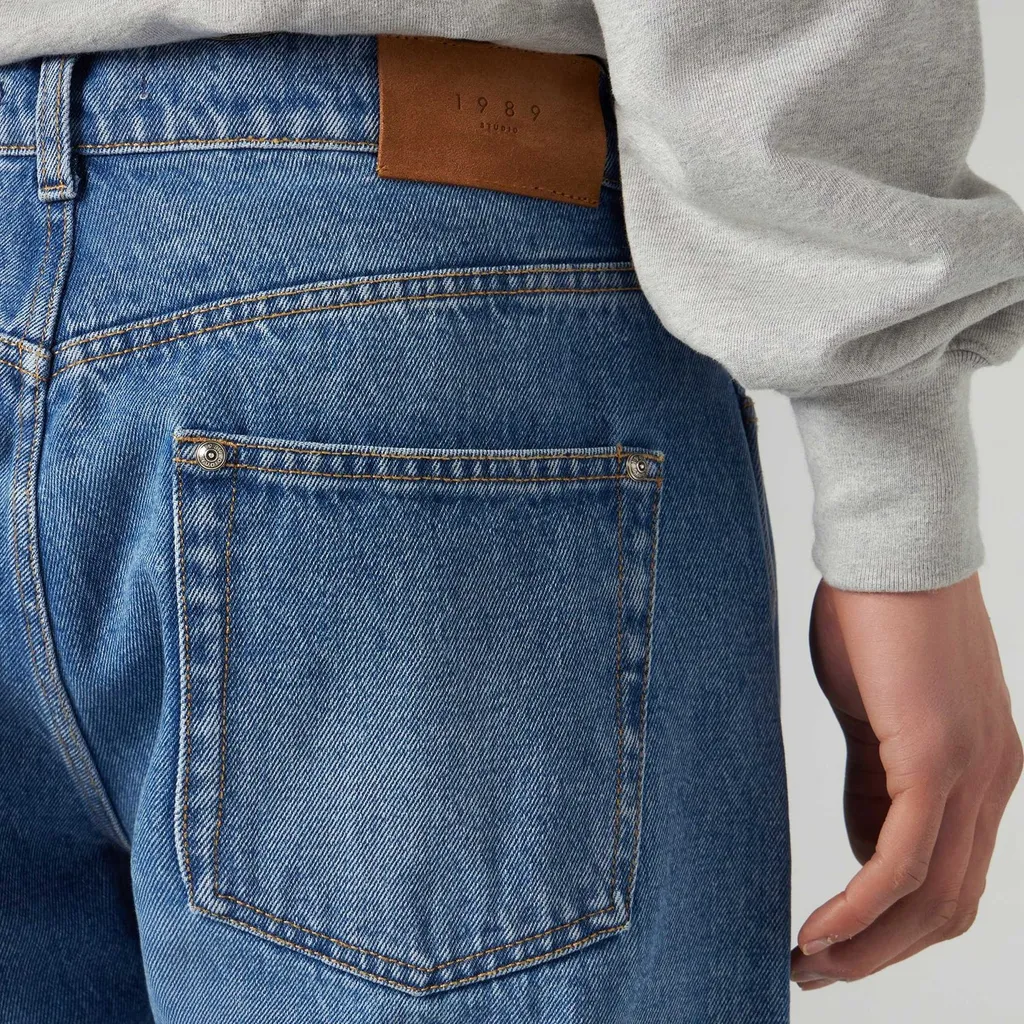 Distressed Straight-Leg Jeans