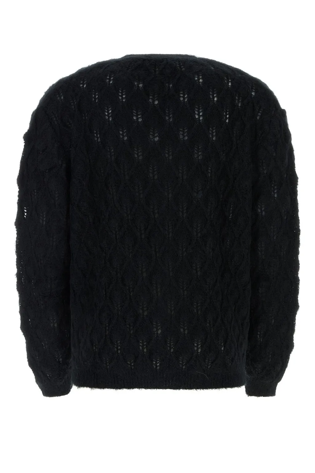 V-Neck Open-Knit Buttoned Cardigan