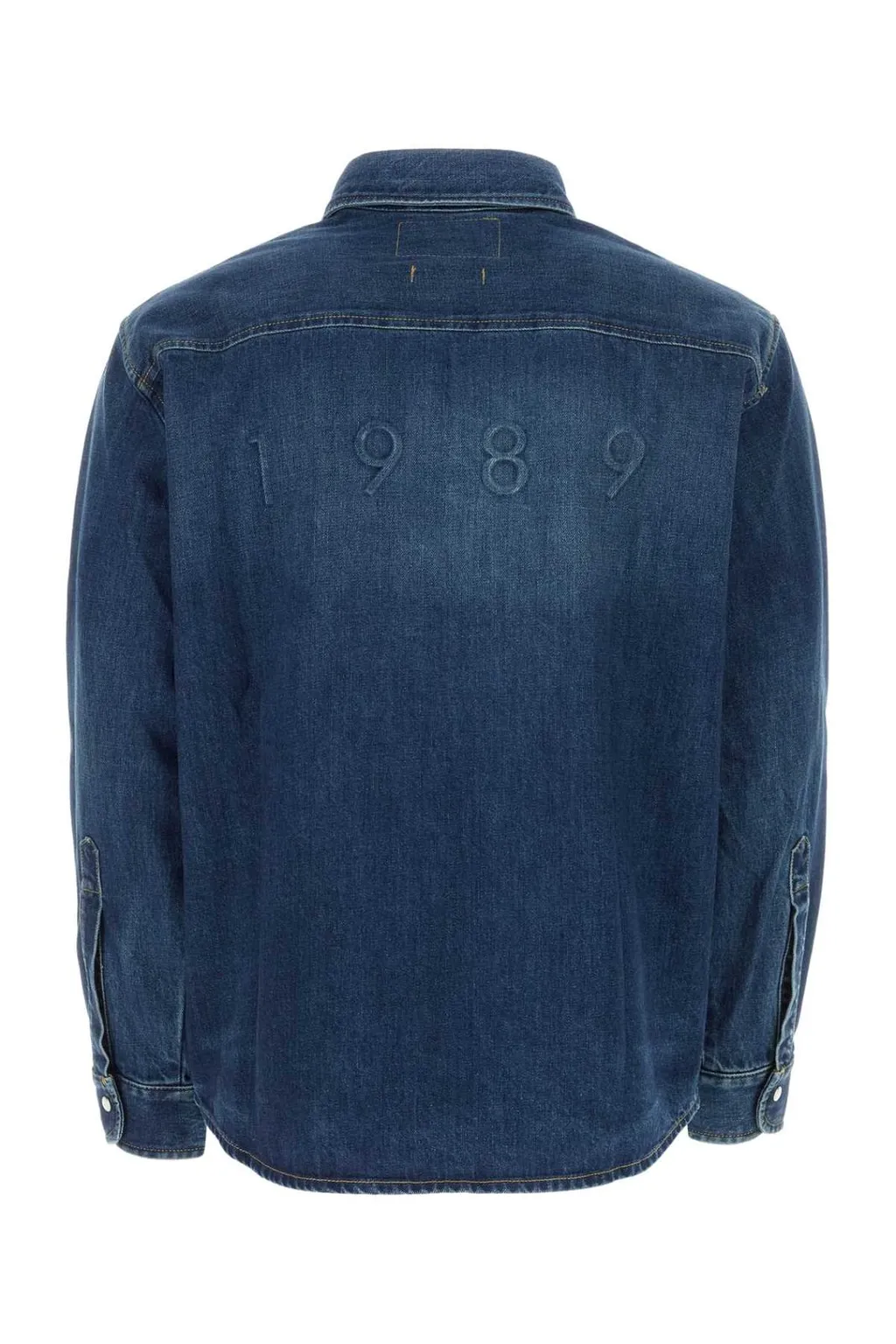 Button-Up Distressed Denim Shirt