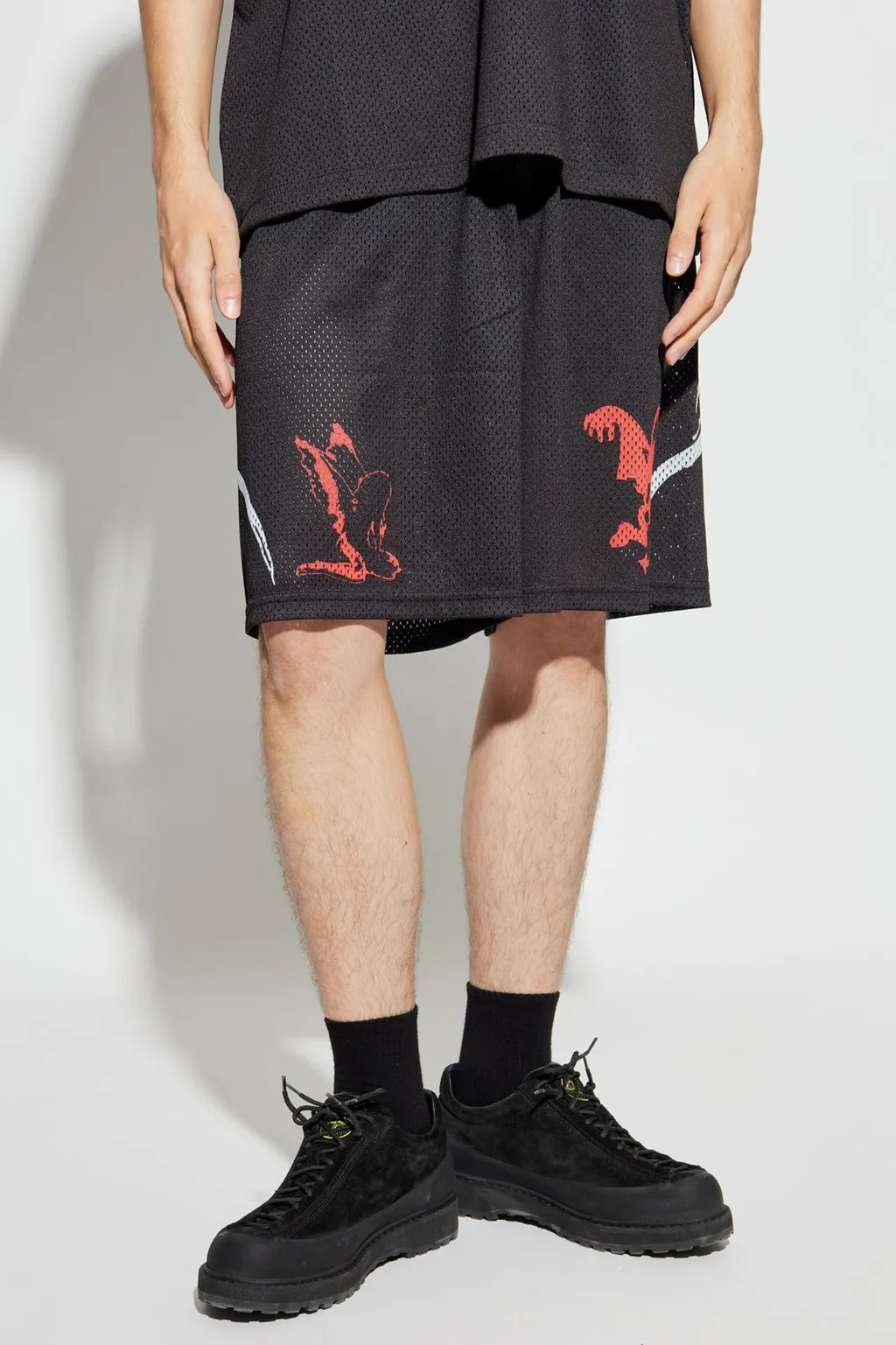 Perforated Elastic Waist Shorts
