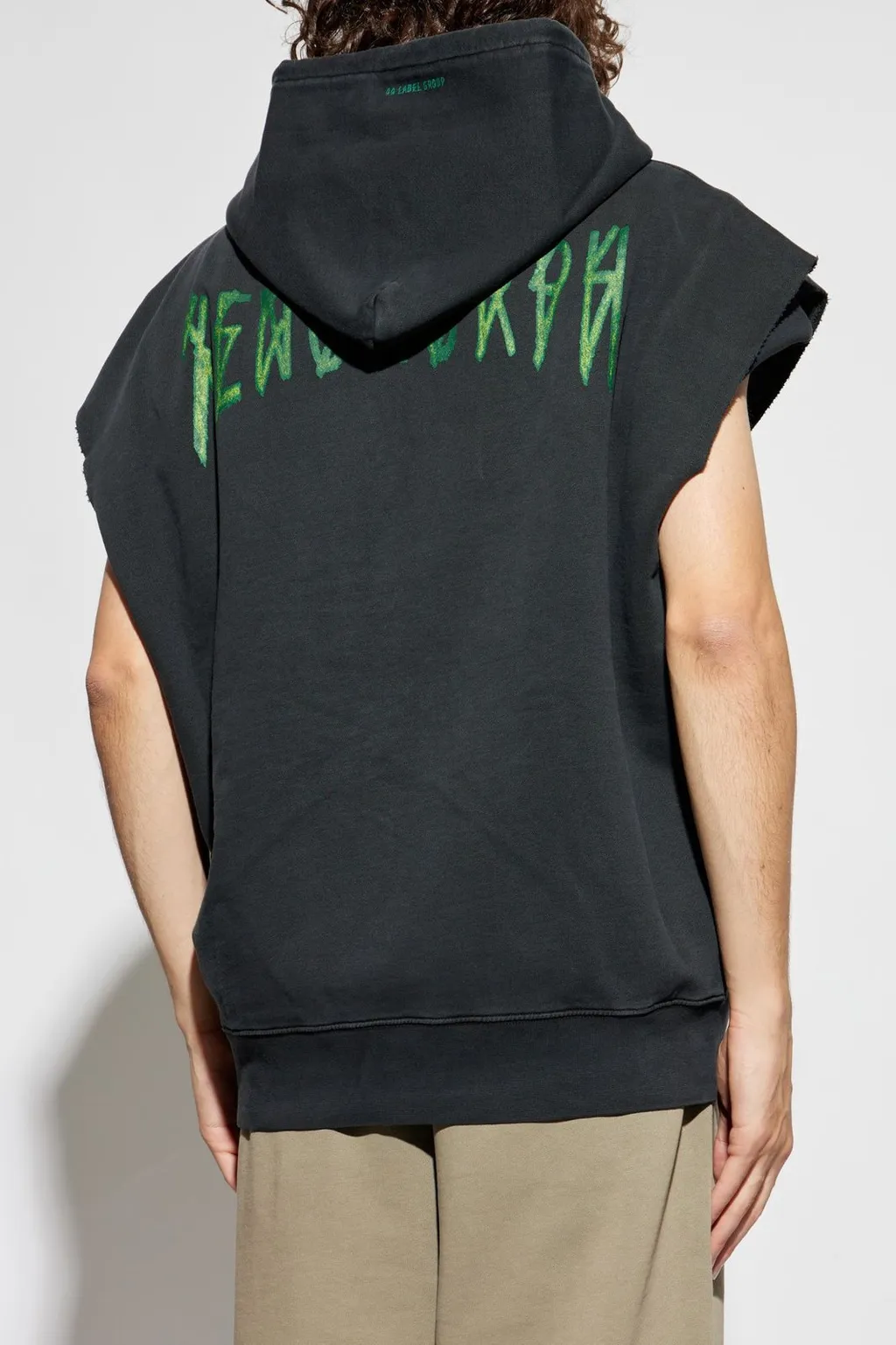 Logo Printed Sleeveless Drawstring Hoodie