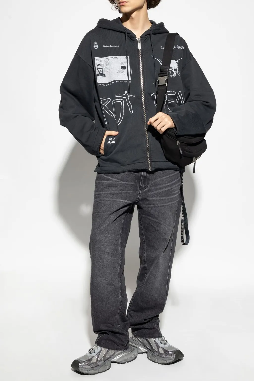 Graphic Zip-Up Sweater