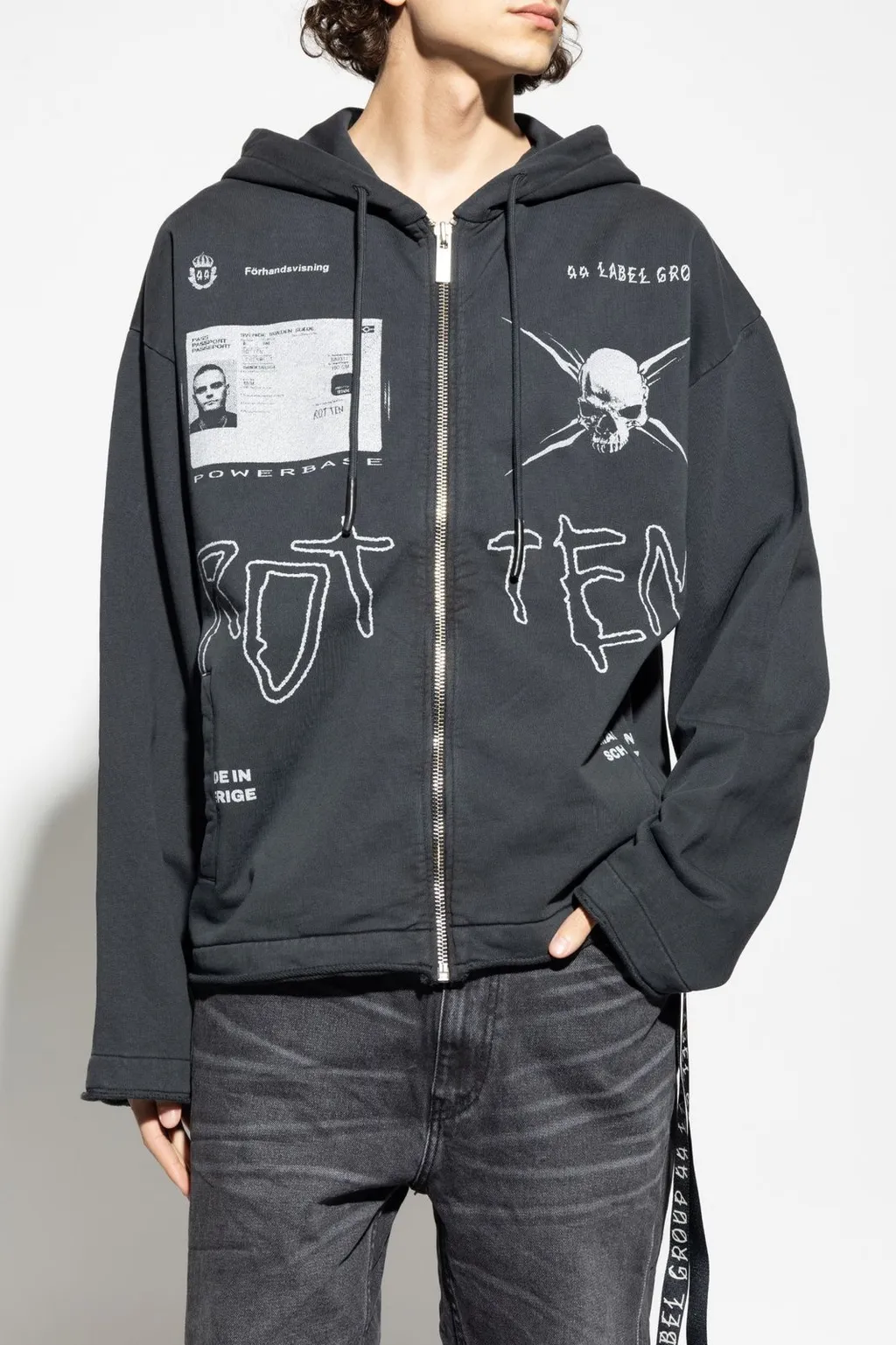 Graphic Zip-Up Sweater