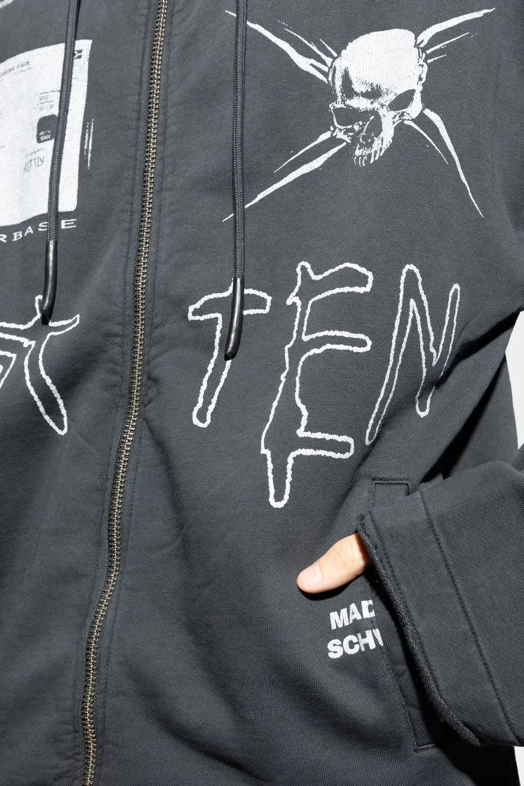 Graphic Zip-Up Sweater
