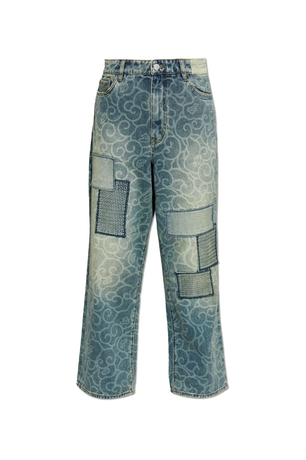 Patchwork Patterned Jeans