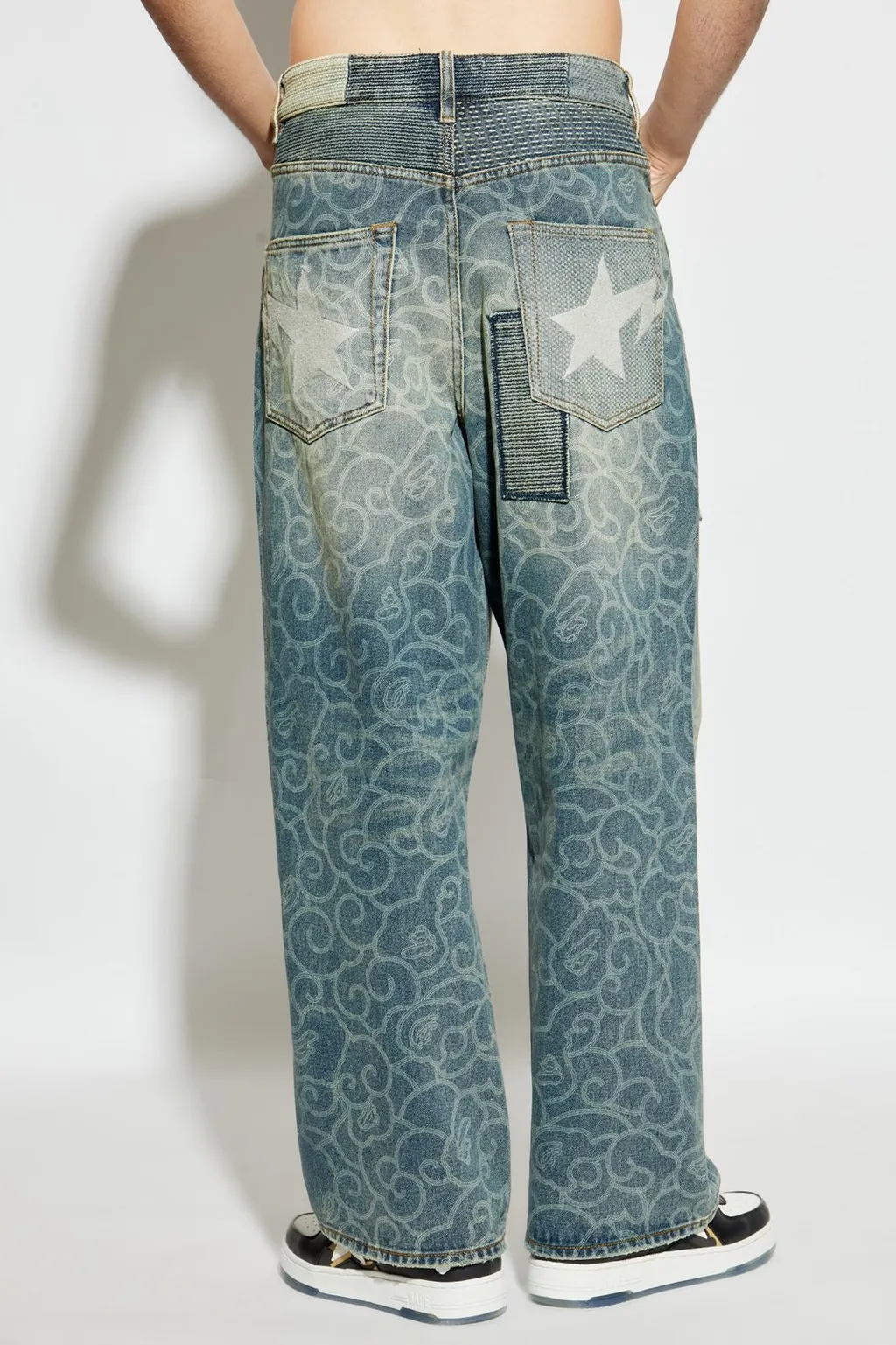 Patchwork Patterned Jeans