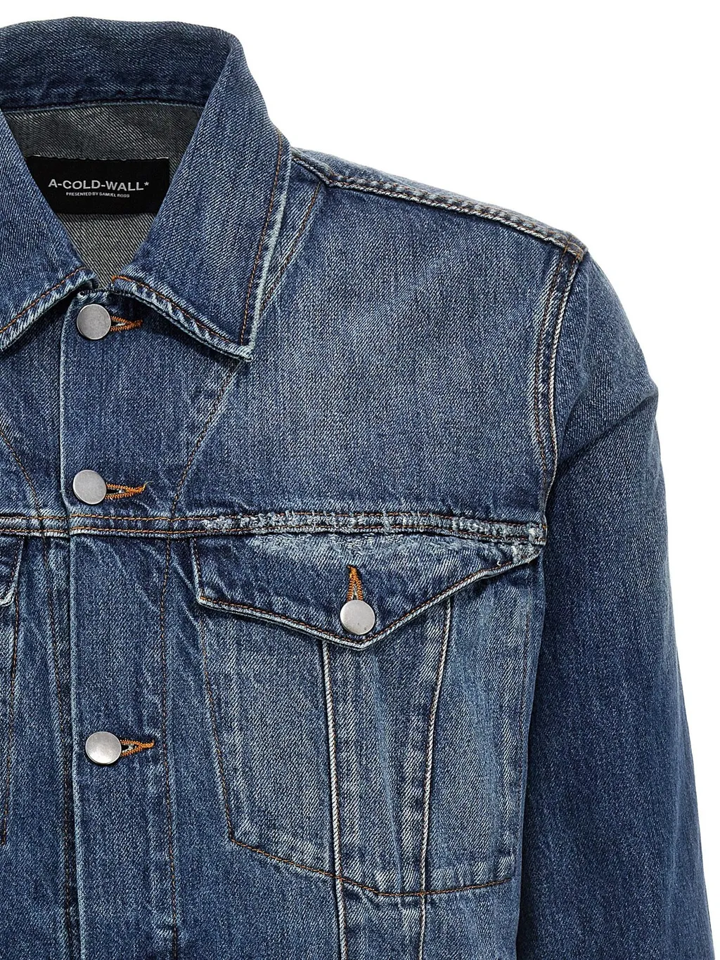 Logo Patch Distressed Denim Jacket