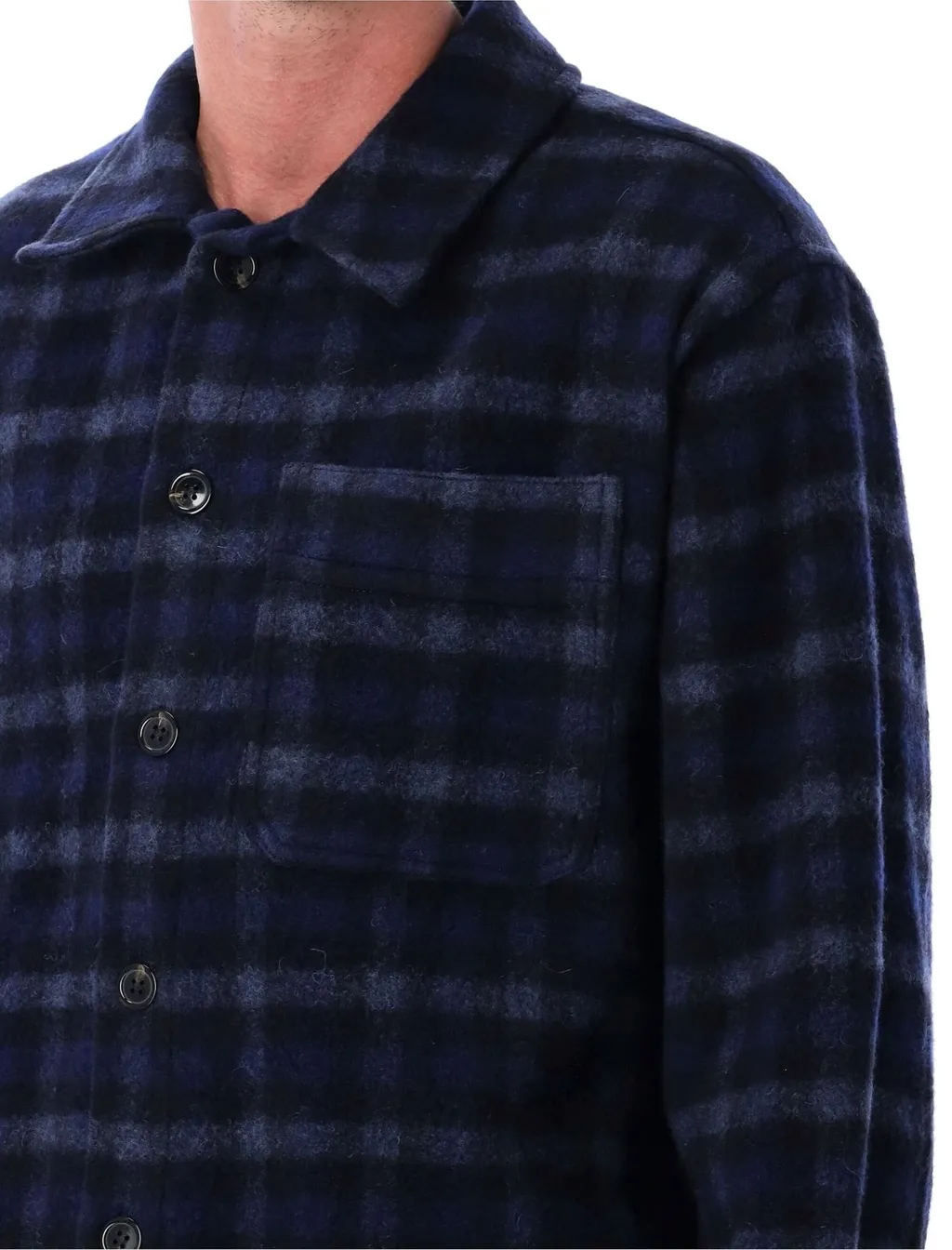Long-Sleeved Checked Overshirt