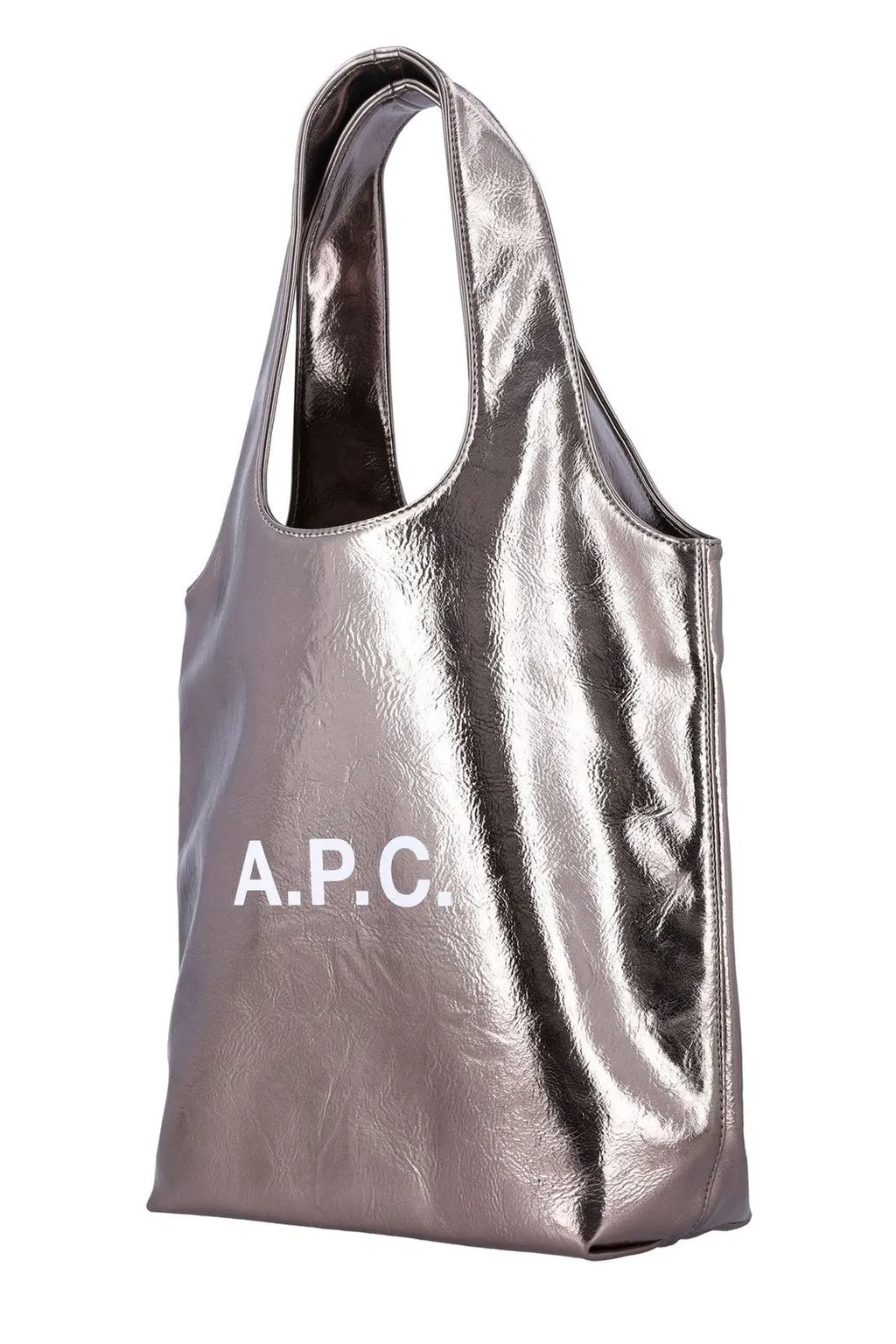 Logo Printed Metallic Effect Tote Bag