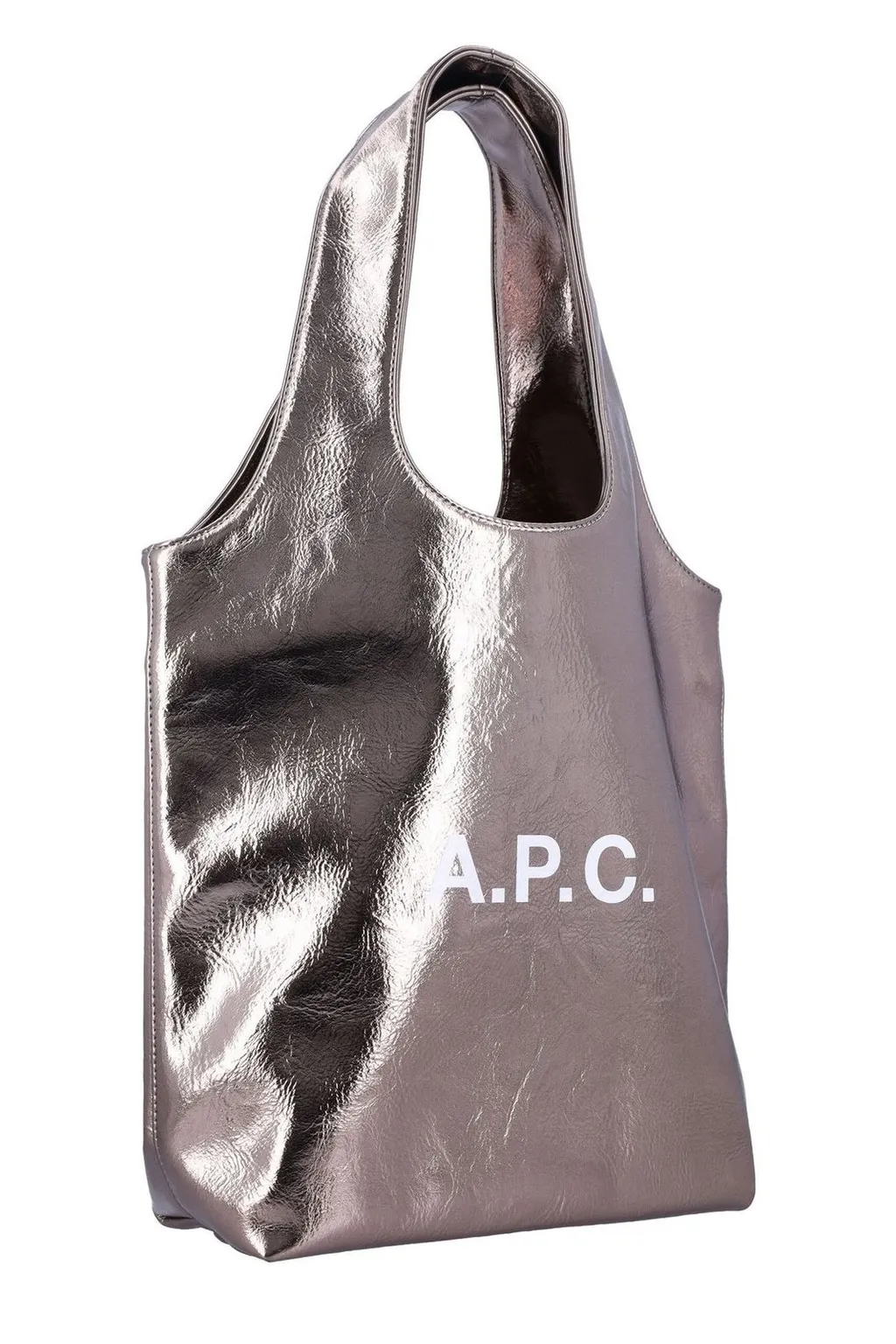 Logo Printed Metallic Effect Tote Bag