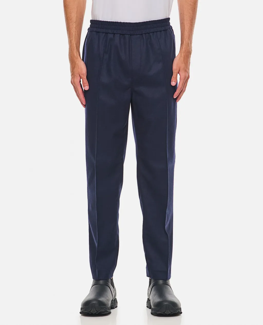 Elastic Waist Tapered Leg Trousers