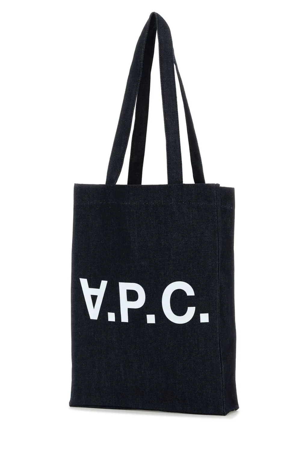 Laure Logo Printed Denim Shopping Bag