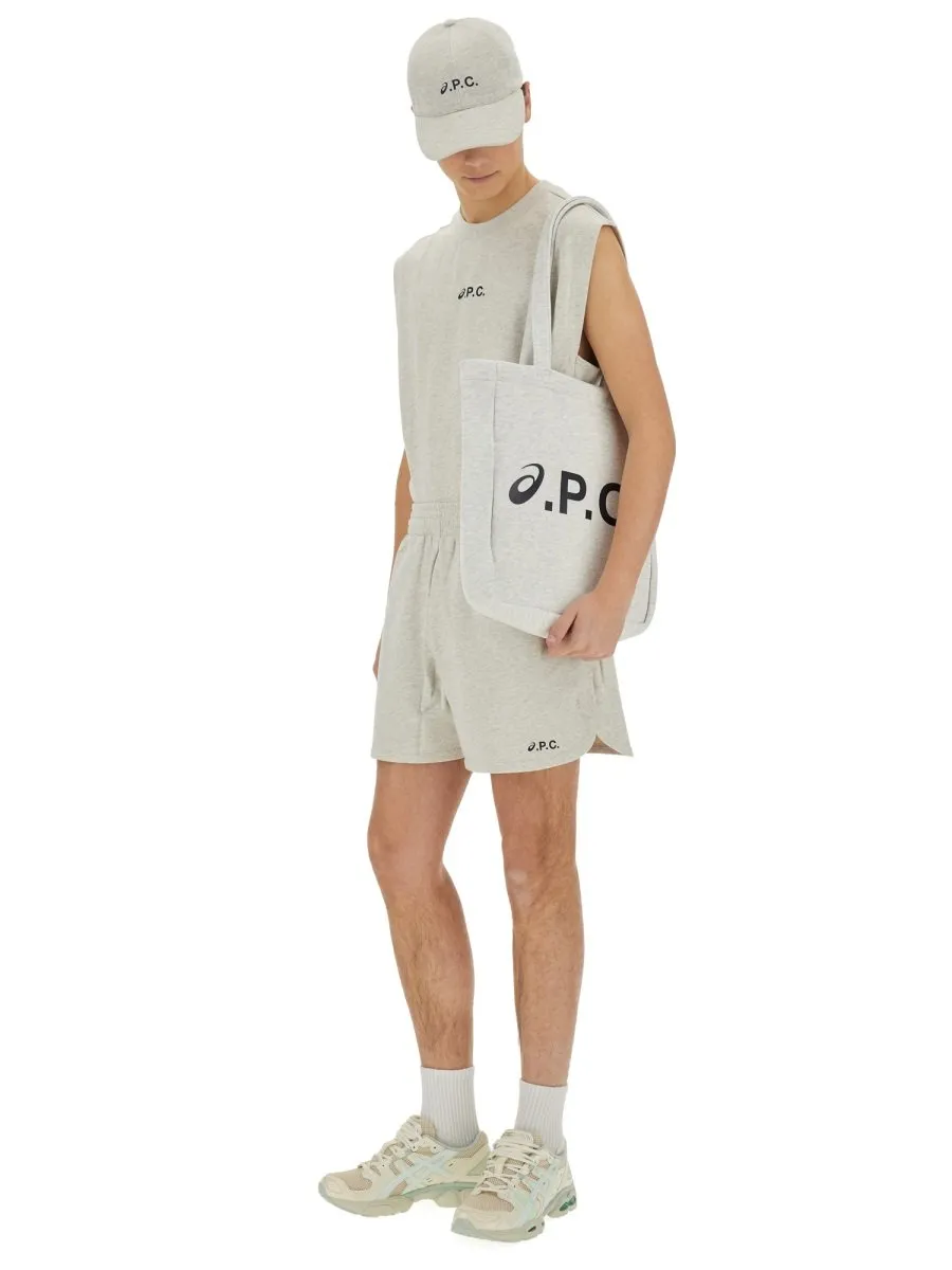 X Asics Logo Printed Elasticated Waistband Shorts