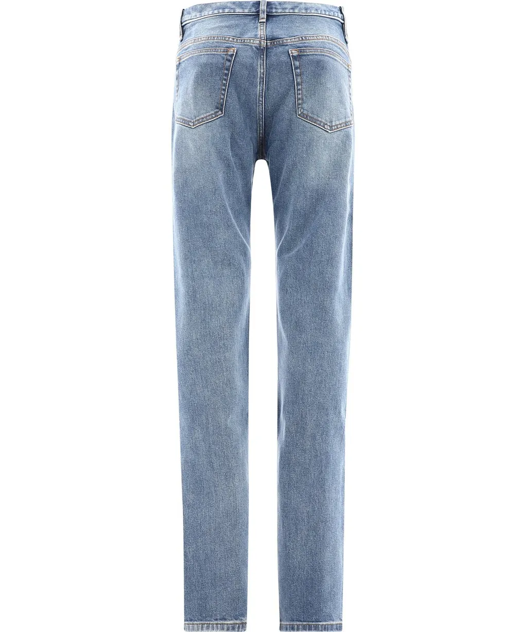 Mid-Waist Washed Effect Jeans