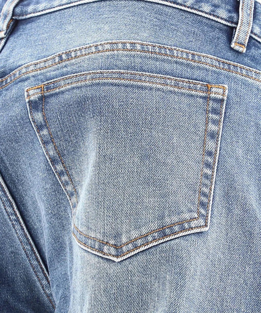 Mid-Waist Washed Effect Jeans
