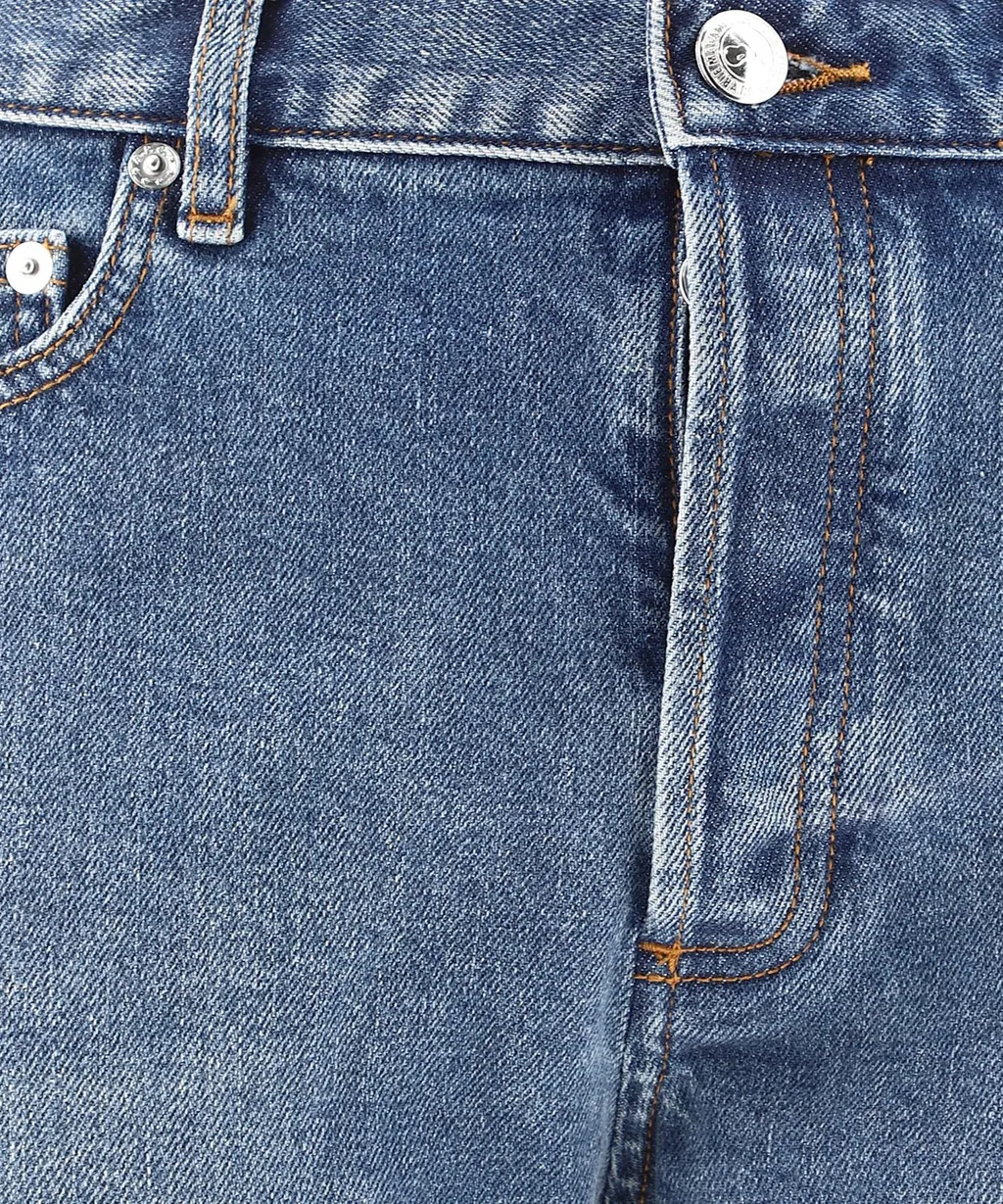 Mid-Waist Washed Effect Jeans