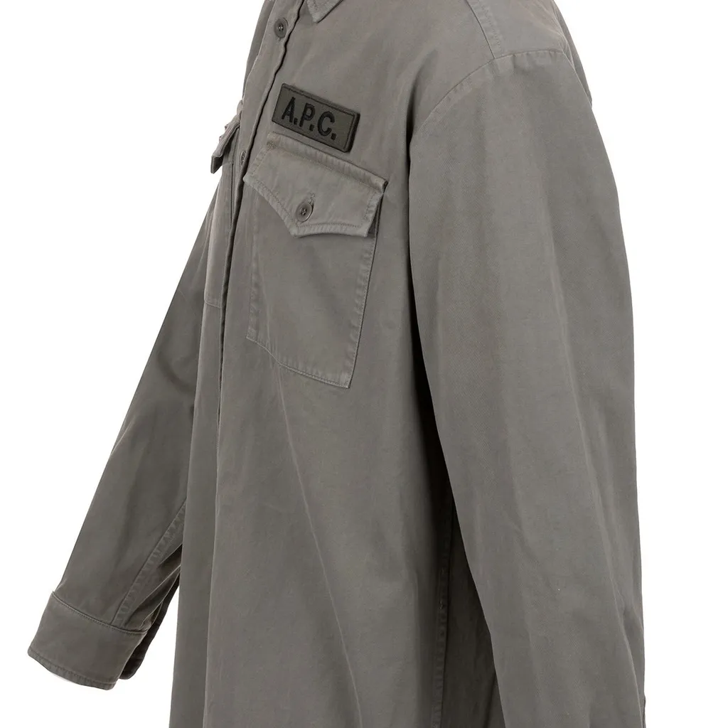 Logo-Patch Buttoned Shirt Jacket