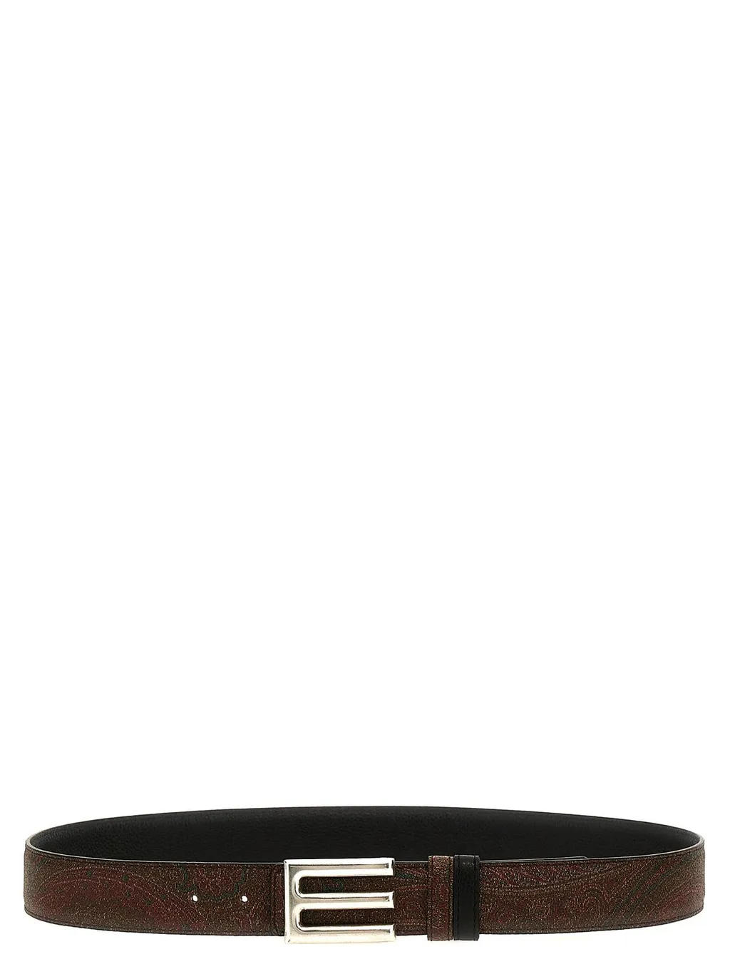 Logo Buckled Paisley Print Reversible Belt