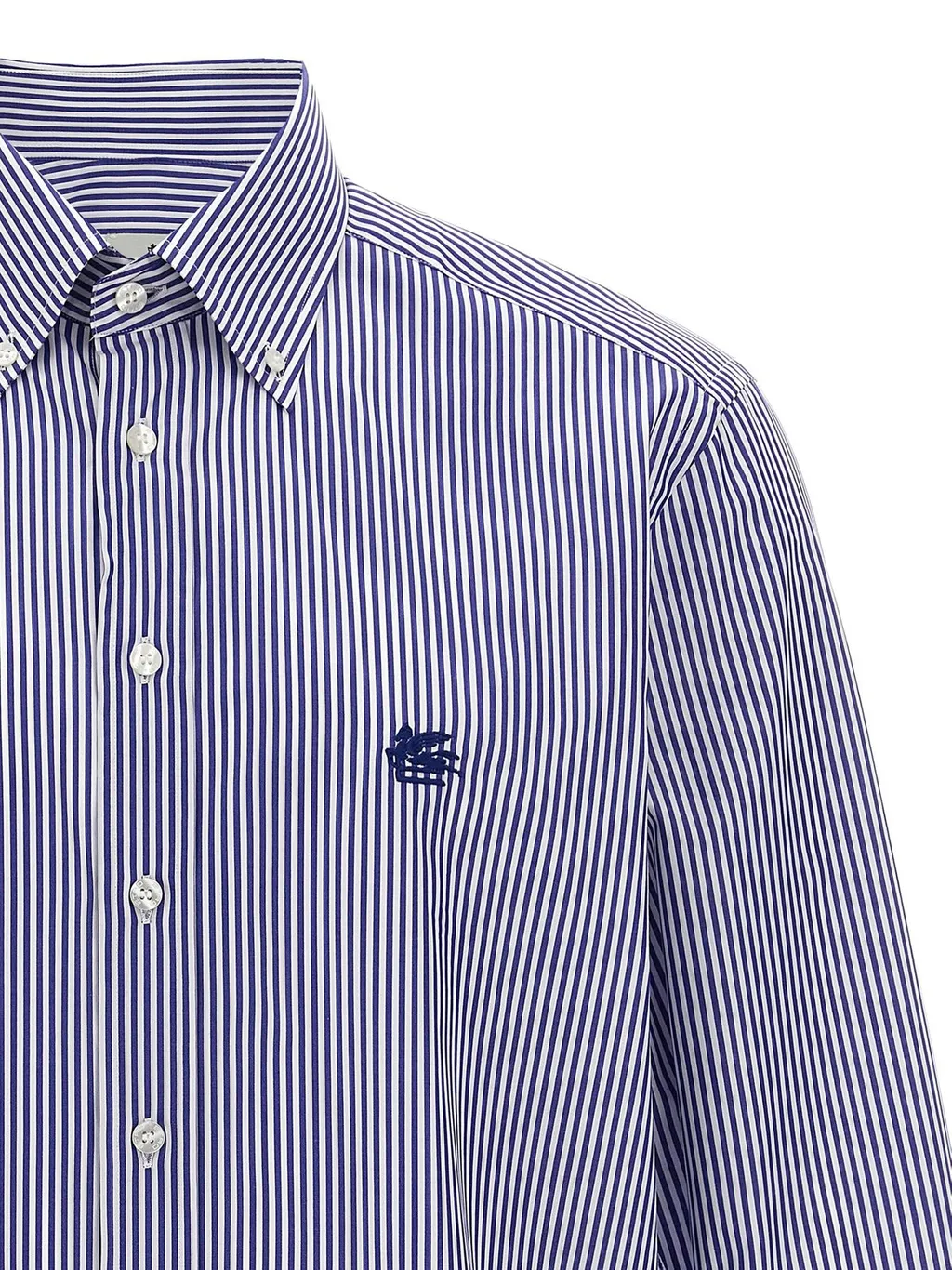 Logo Embroidered Striped Shirt