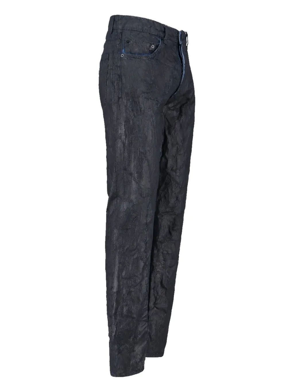 Waxed-Effect Straight-Leg Jeans
