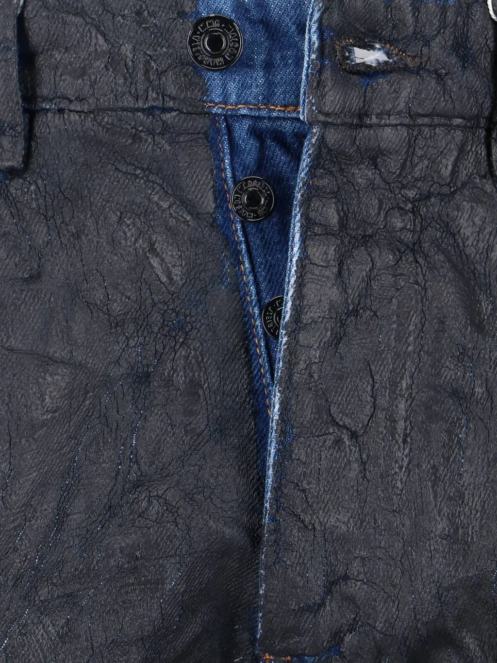 Waxed-Effect Straight-Leg Jeans