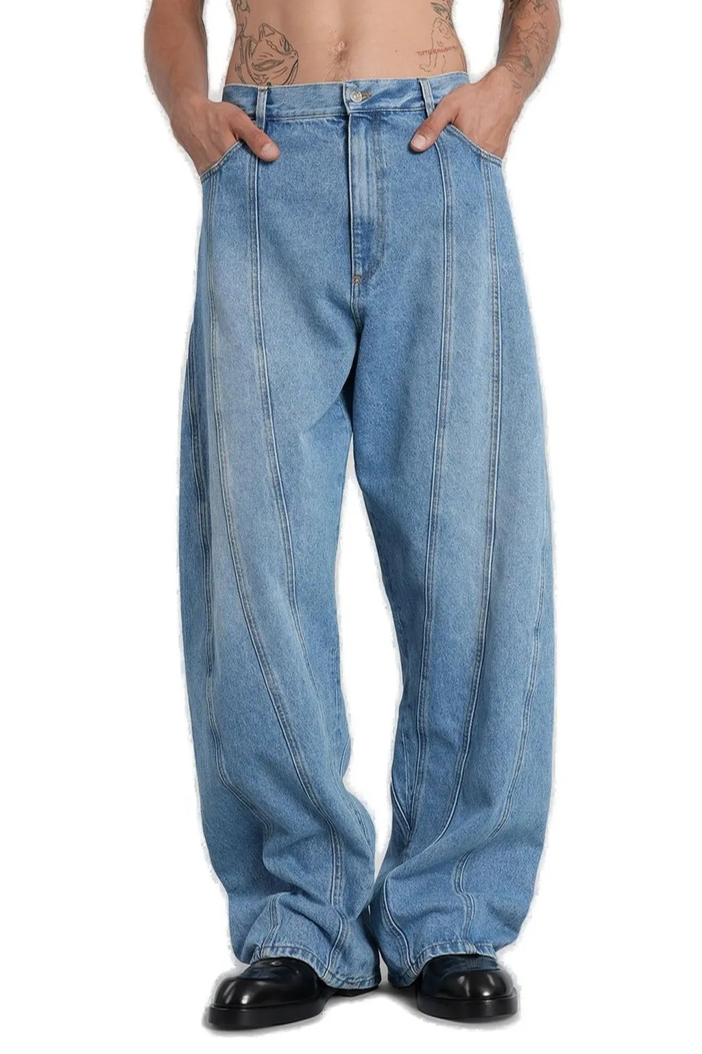 Washed Oversized Spiral Jeans