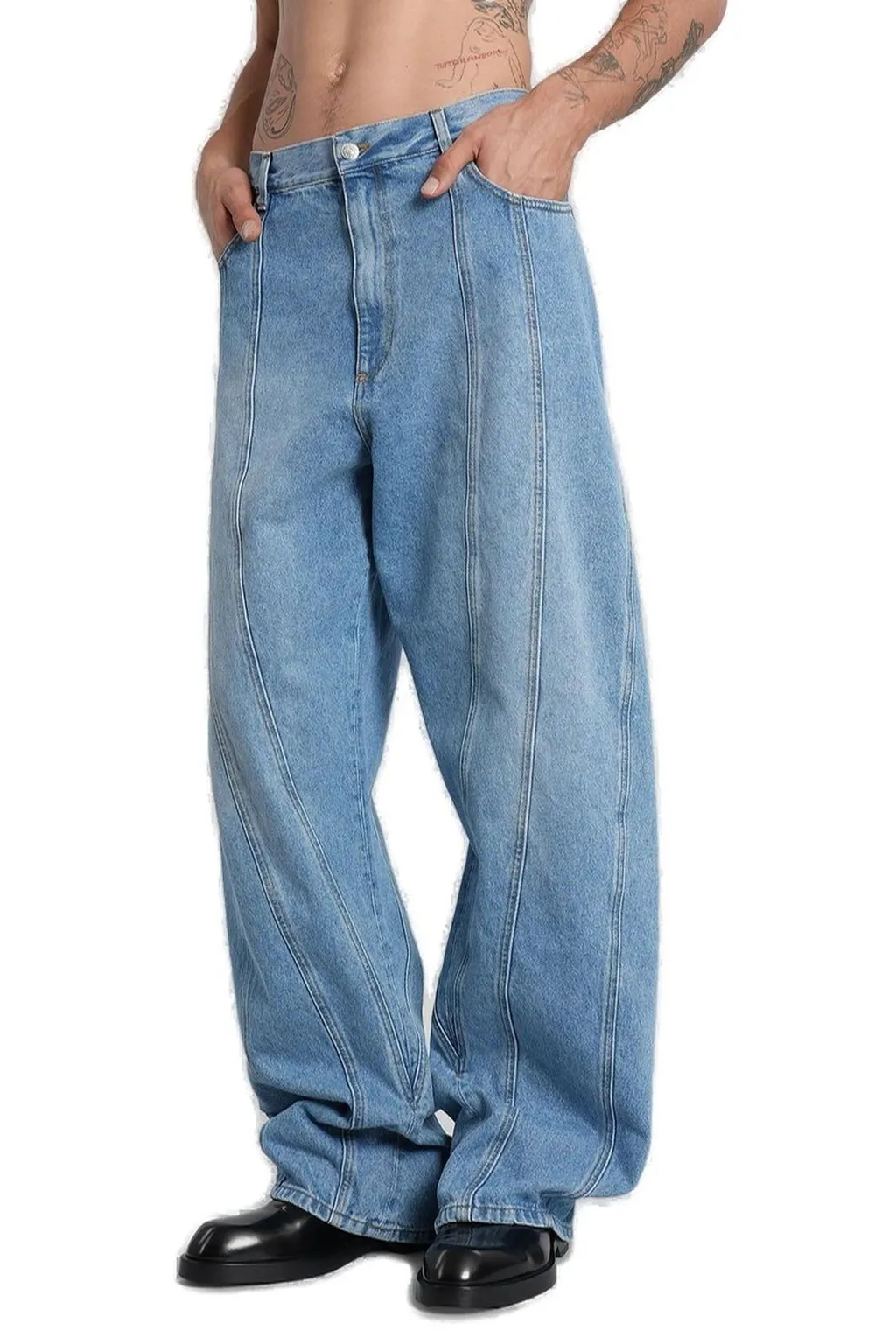 Washed Oversized Spiral Jeans