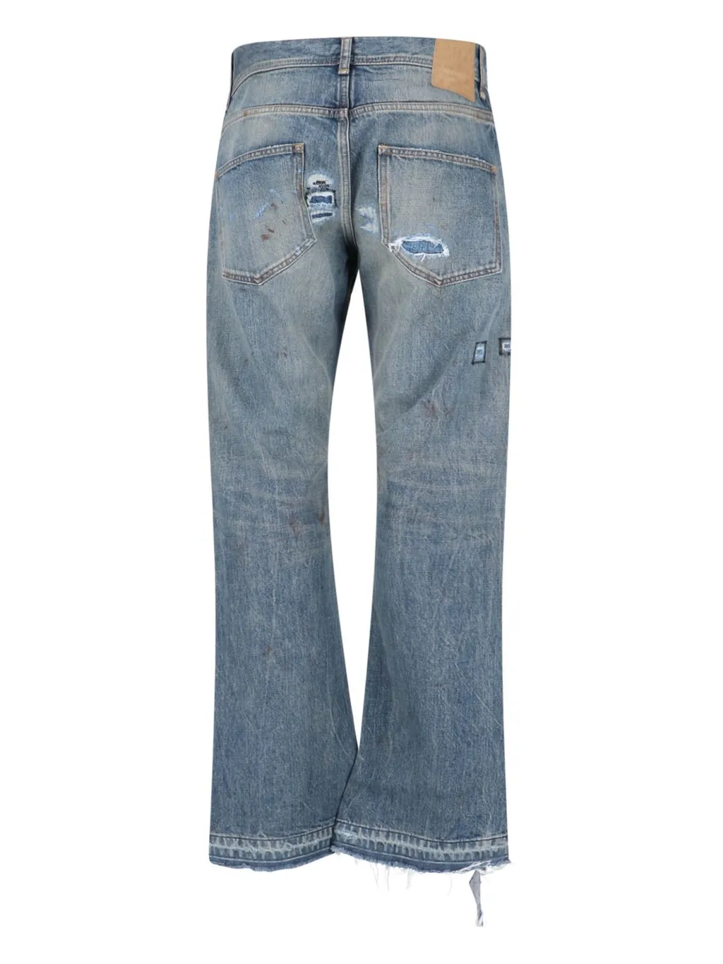 Logo Patch Distressed Jeans