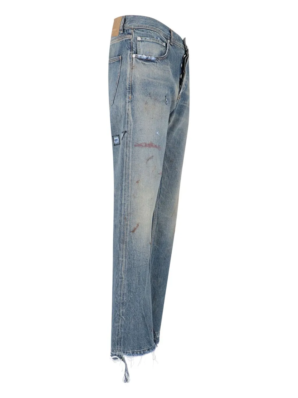 Logo Patch Distressed Jeans