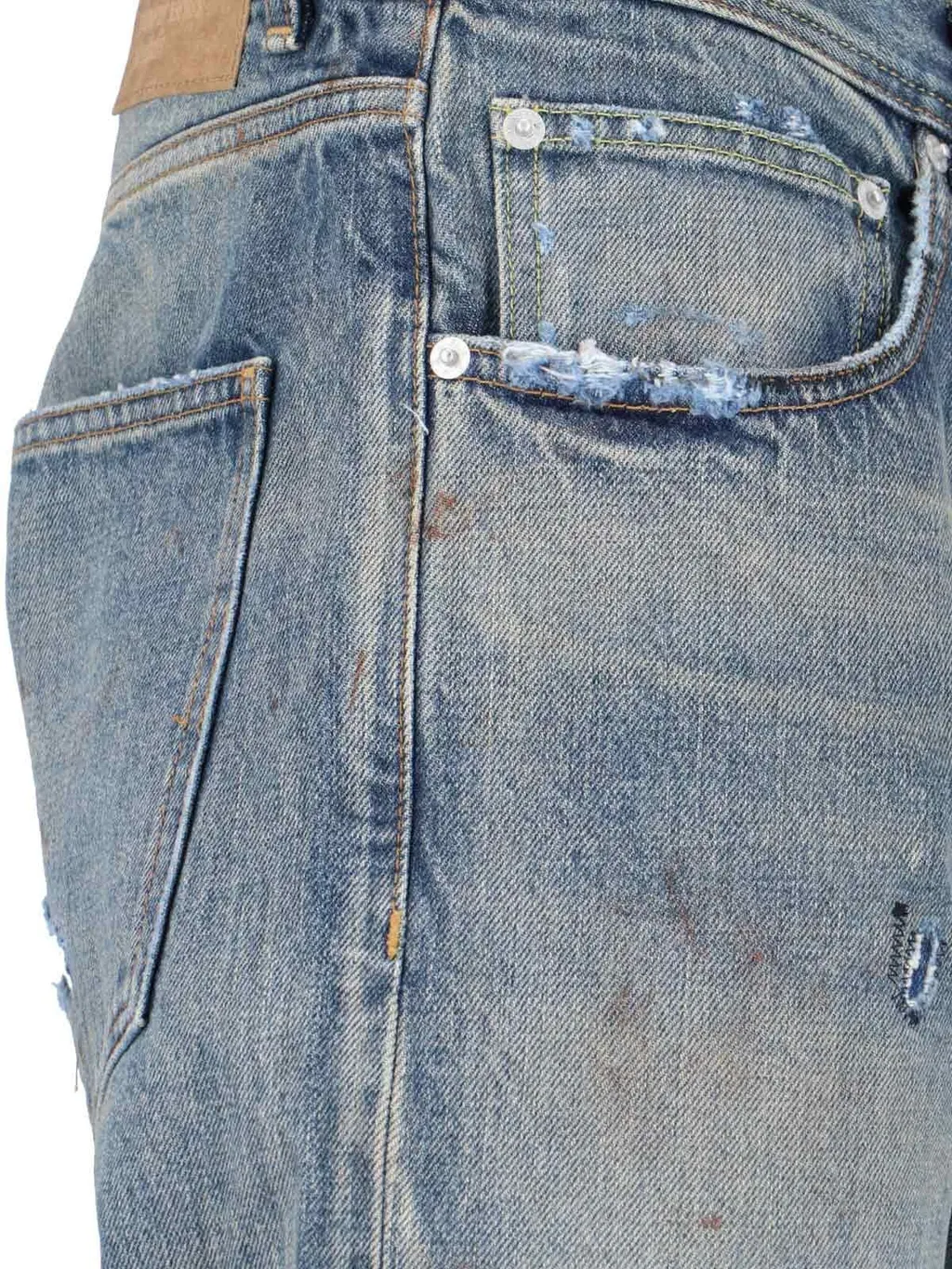 Logo Patch Distressed Jeans