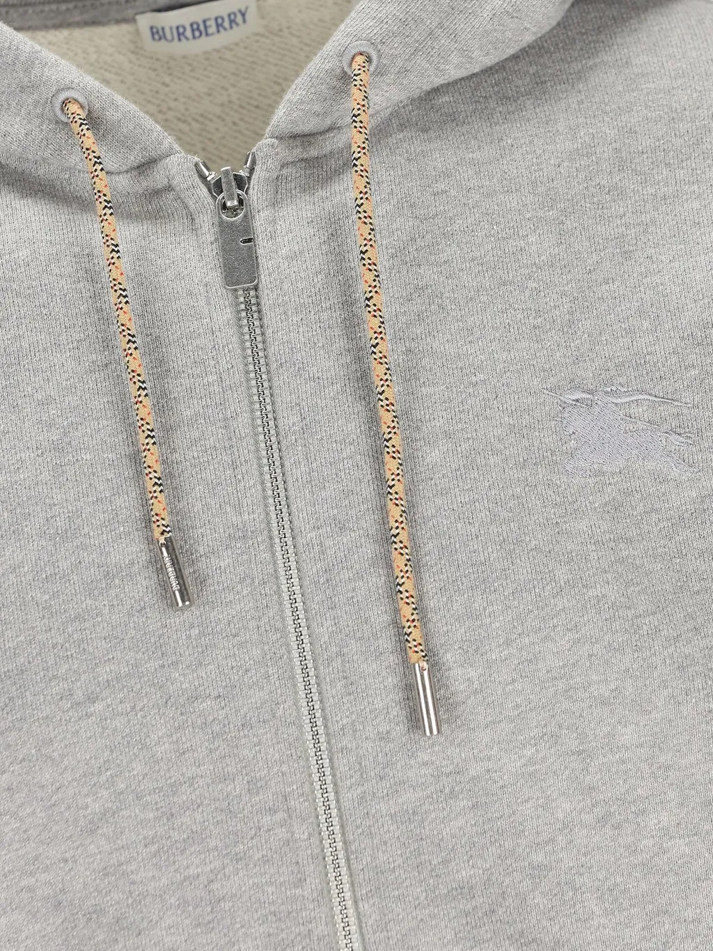 Checked Zip-Up Drawstring Hoodie
