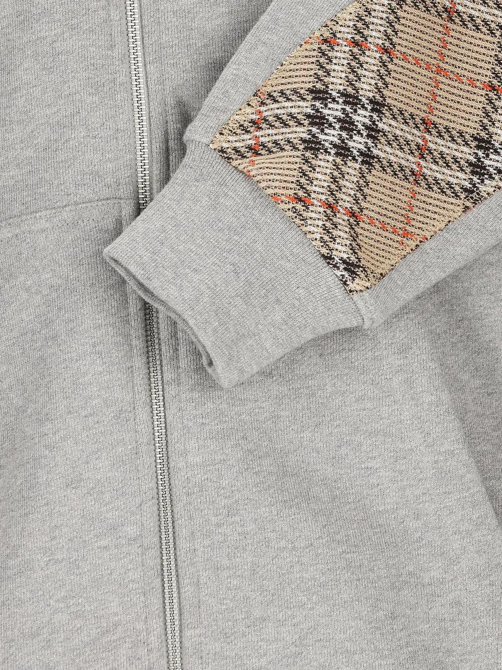 Checked Zip-Up Drawstring Hoodie