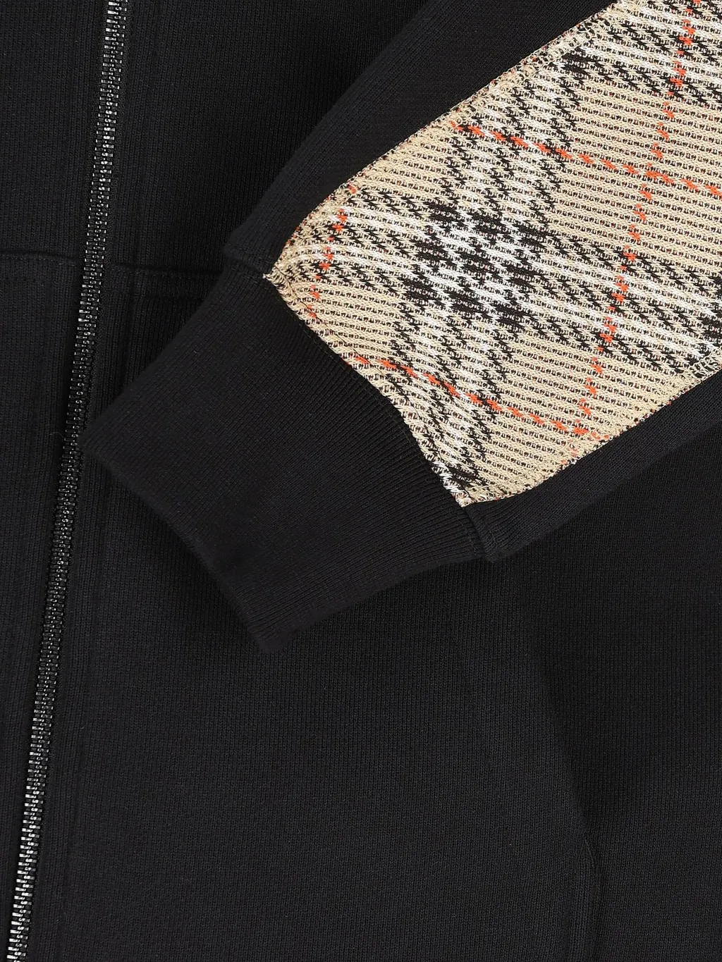 Checked Zip-Up Drawstring Hoodie