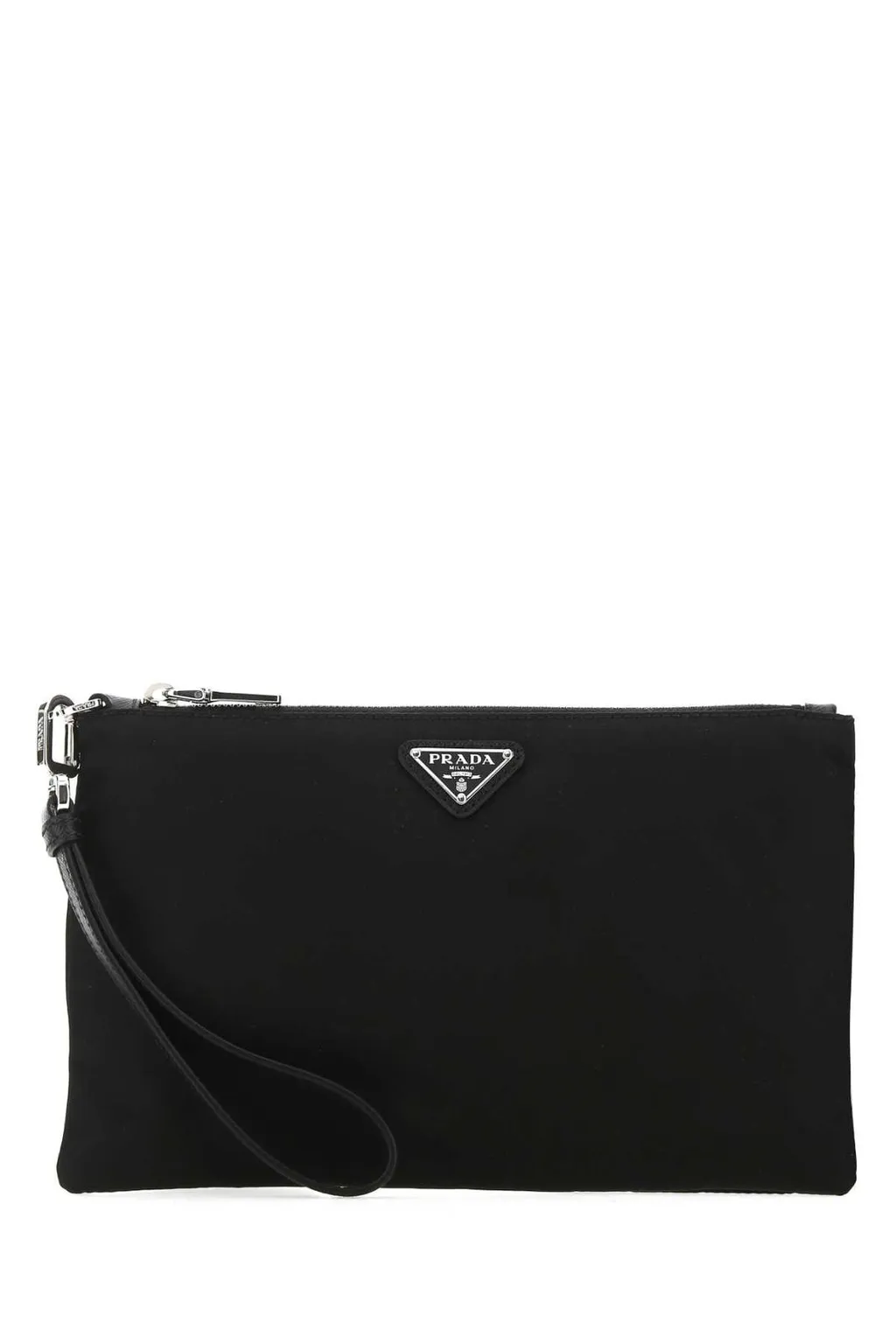 Logo Plaque Zipped Pouch Bag