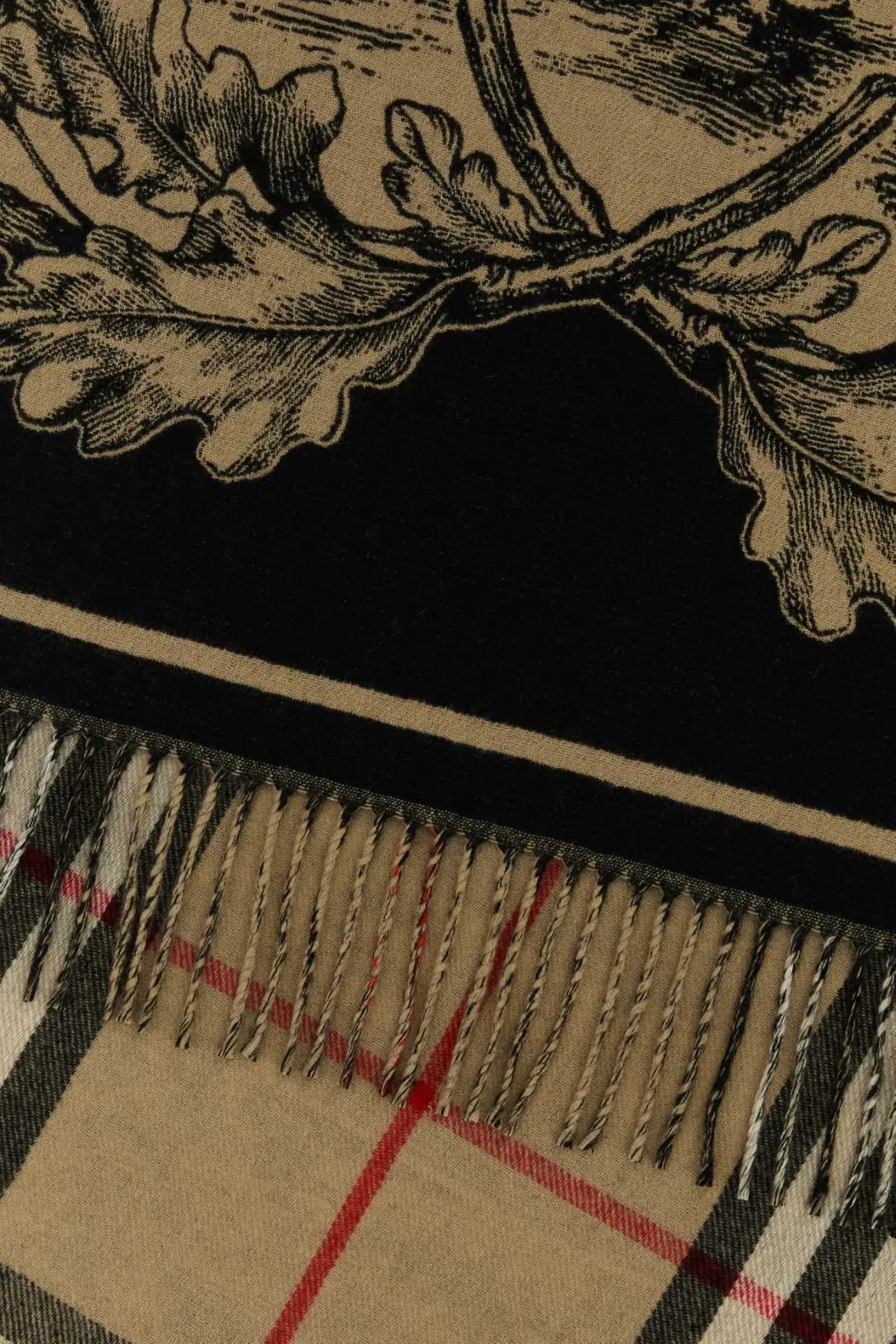 Jacquard Reversible Fringed-Edge Scarf