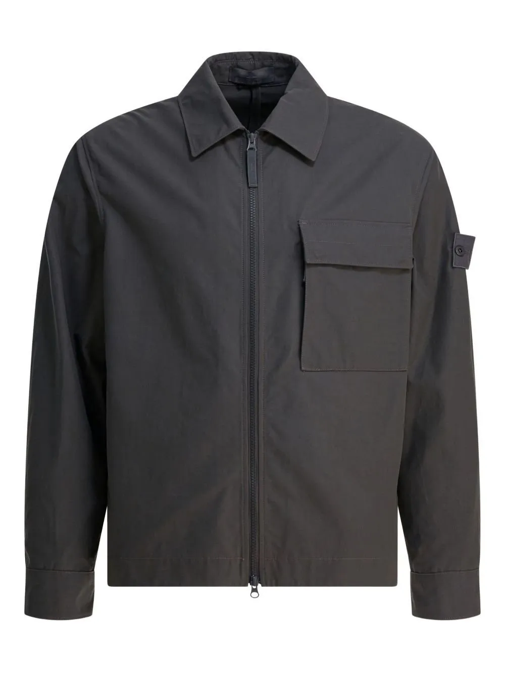 Collared Logo Patch Zip-Up Jacket
